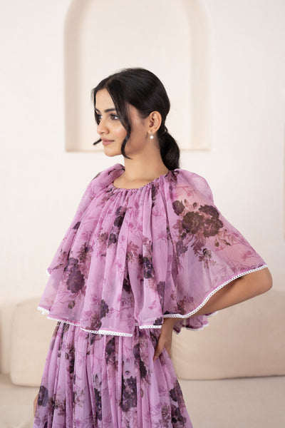 Purple Off-Shoulder Gown for Women by Saras The Label- (1pc set)