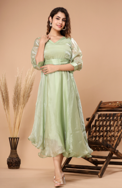 Women's Olive Silk Gown - Saras The Label
