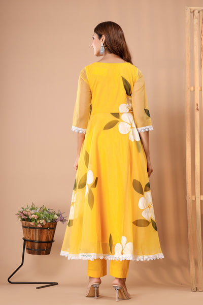 Women's Yellow Hand Paint Suit Set - Saras The Label
