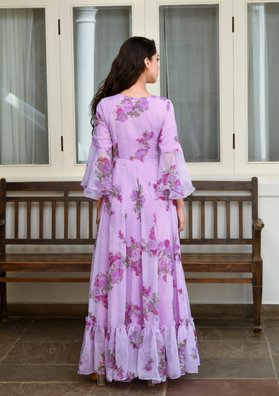 Lavender Maxi dress floral - (1pc set) By SARAS THE LABEL