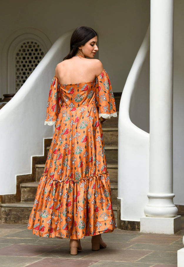 Patola Printed Gown (1Pc) By SARAS THE LABEL