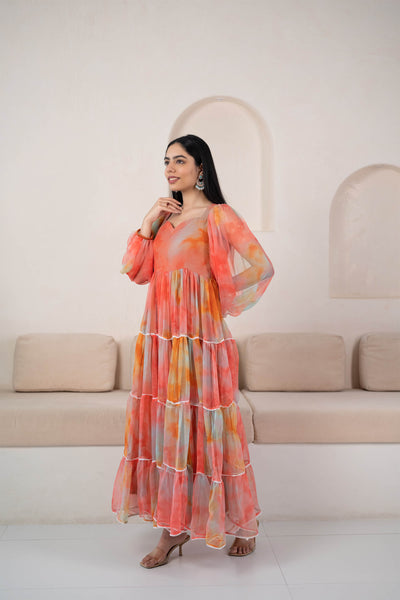 Multicoloured Gown for Women by Saras The Label- (1pc dress)