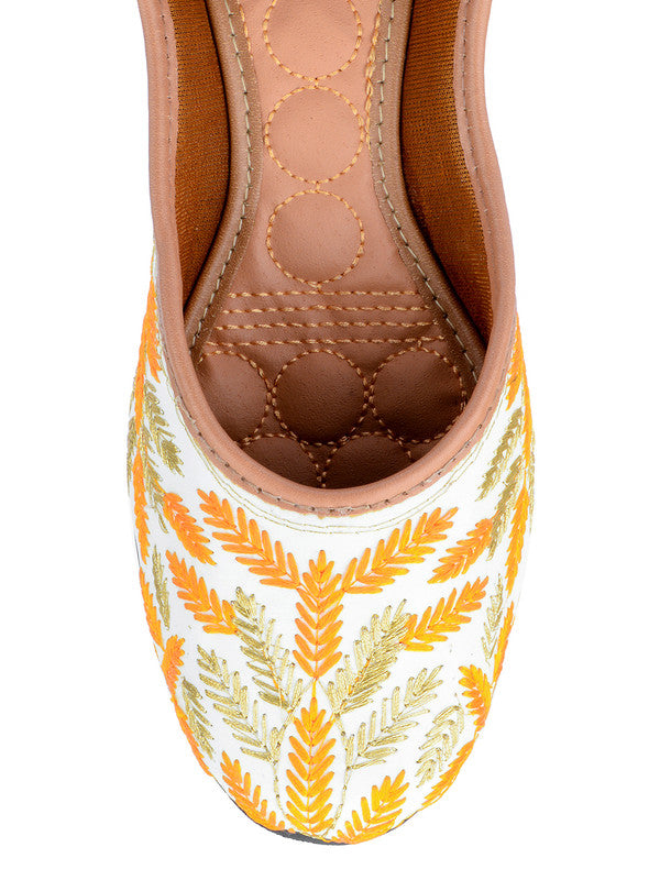 Women's Yellow Embroidered Indian Handcrafted Ethnic Comfort Footwear - Saras The Label