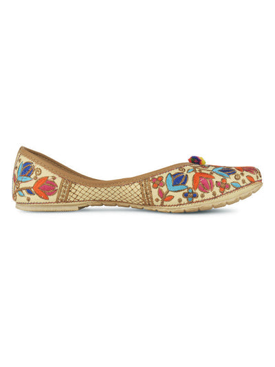 Women's Multicolour Embroidered Party Wear Flat Comfort Footwear-4143 - Saras The Label