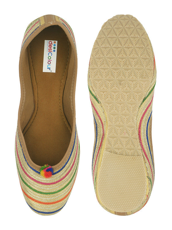 Women's Multicolour Embroidered Party Wear Flat Comfort Footwear-4145 - Saras The Label