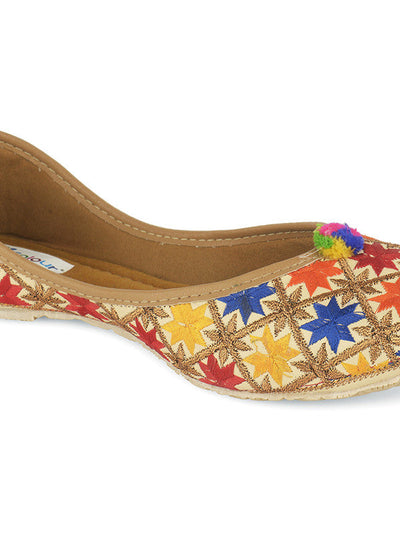 Women's Multicolour Embroidered Party Wear Flat Comfort Footwear-4148 - Saras The Label