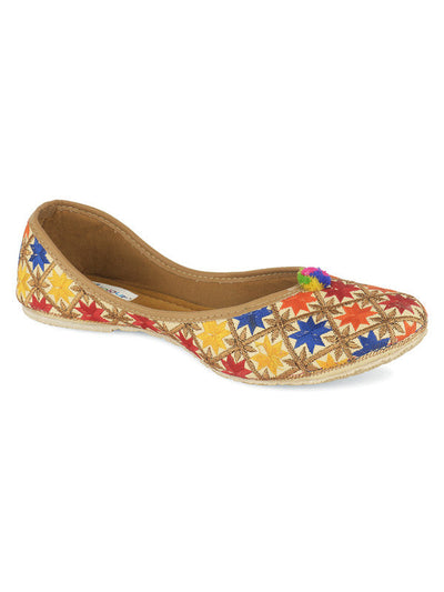 Women's Multicolour Embroidered Party Wear Flat Comfort Footwear-4148 - Saras The Label