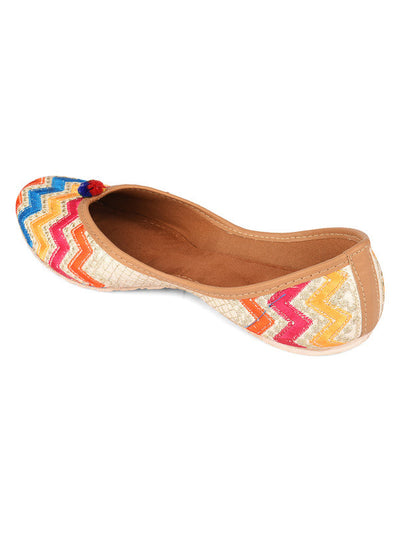 Women's Multicolour Embroidered Party Wear Flat Comfort Footwear-4237 - Saras The Label