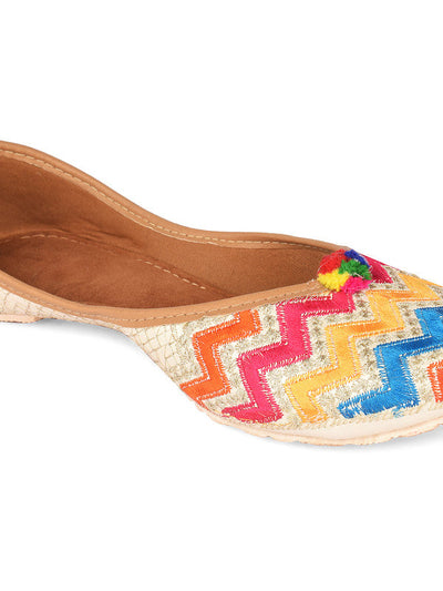 Women's Multicolour Embroidered Party Wear Flat Comfort Footwear-4237 - Saras The Label