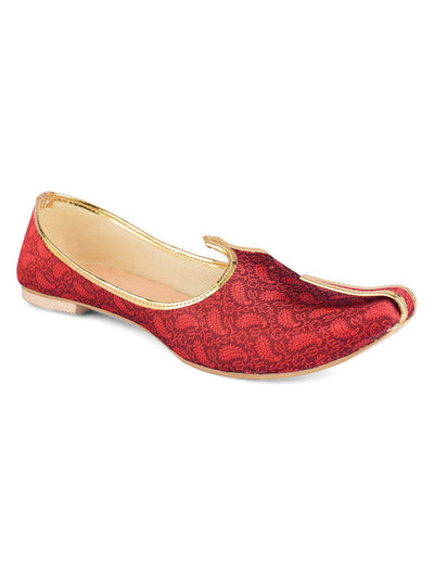 Men's Indian Ethnic Party Wear Red Footwear - Saras The Label