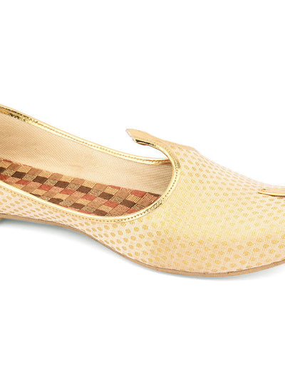 Men's Indian Ethnic Party Wear Golden Footwear - Saras The Label