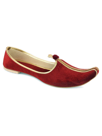 Men's Indian Ethnic Party Wear Maroon Studded Footwear - Saras The Label