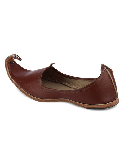 Men's Indian Ethnic Handrafted Brown Premium Leather Footwear - Saras The Label