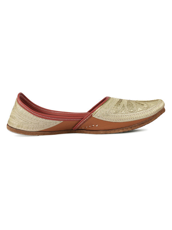 Men's Indian Ethnic Handrafted Silver Premium Leather Footwear - Saras The Label