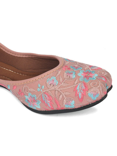 Women's Pink Pie Florals Indian Ethnic Comfort Footwear - Saras The Label