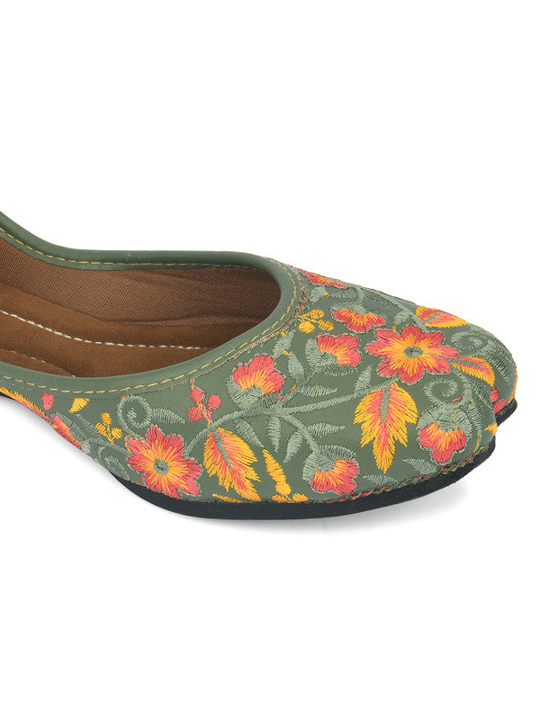 Women's Greenwood Florals Indian Ethnic Comfort Footwear - Saras The Label