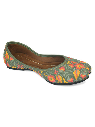 Women's Greenwood Florals Indian Ethnic Comfort Footwear - Saras The Label