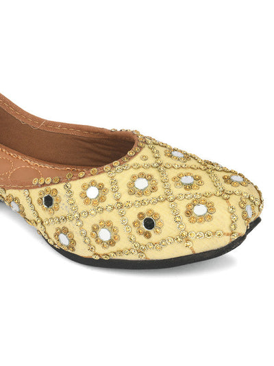 Women's Lemon Embroidered Indian Ethnic Comfort Footwear - Saras The Label