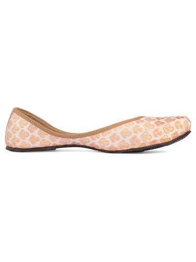 Women's Peach Embroidered Womens Indian Ethnic Comfort Footwear - Saras The Label