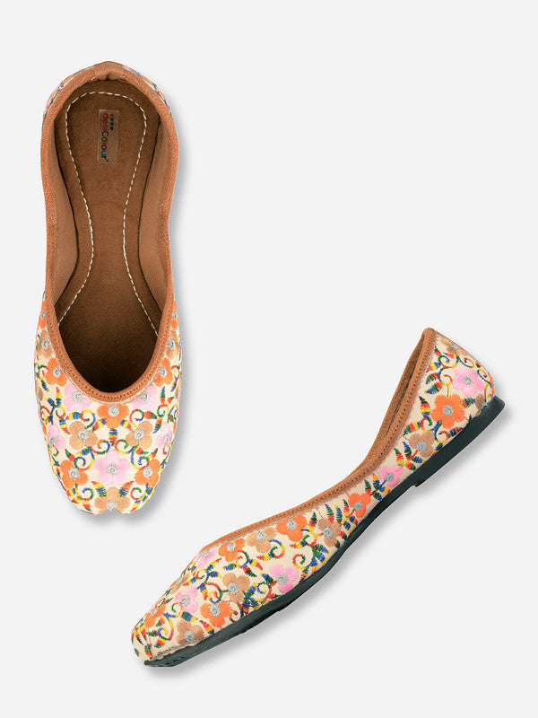 Women's Multi Florals Indian Ethnic Comfort Footwear - Saras The Label