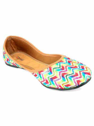 Women's Rainbow Chevron Indian Ethnic Comfort Footwear - Saras The Label