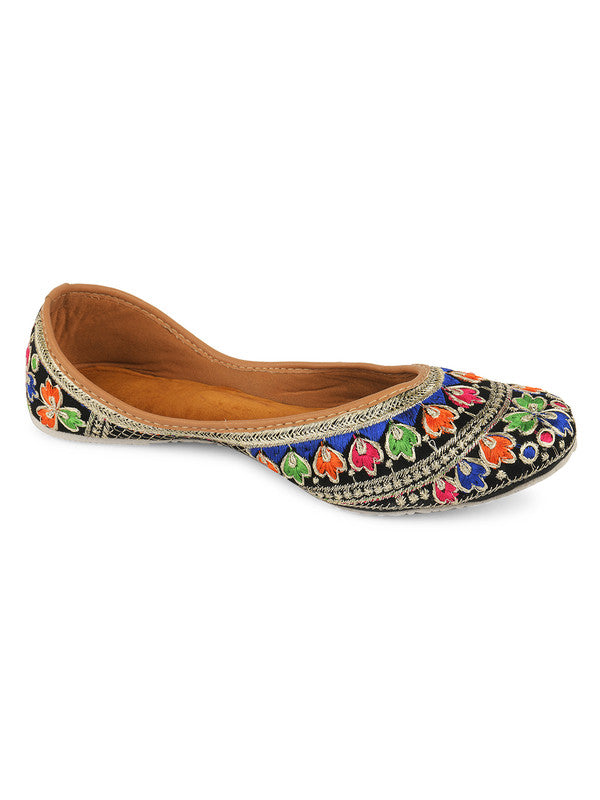 Women's Black Florence Womens Indian Ethnic Comfort Footwear - Saras The Label