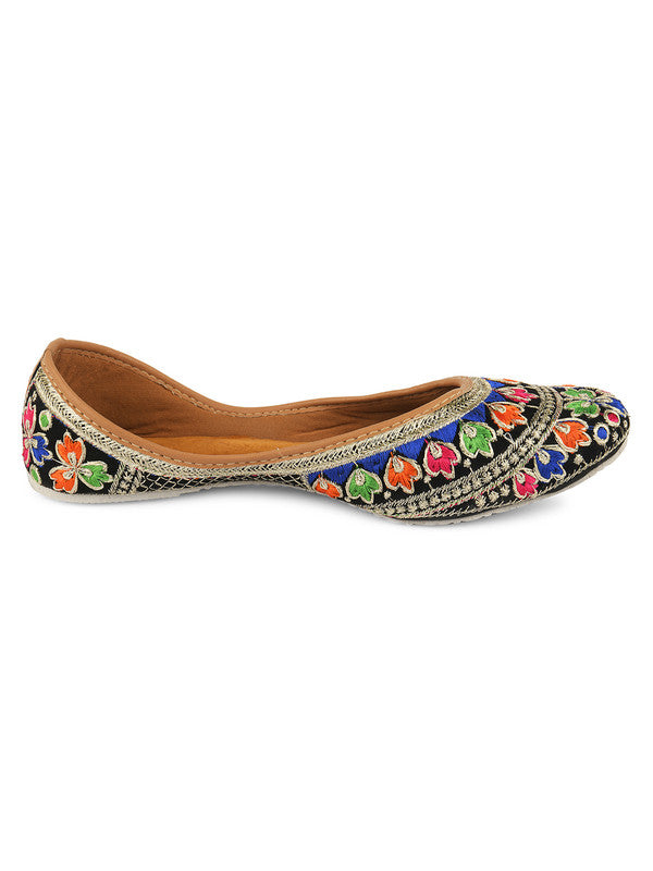 Women's Black Florence Womens Indian Ethnic Comfort Footwear - Saras The Label