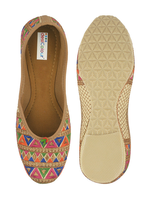 Women's Multi Chevron Womens Indian Ethnic Comfort Footwear - Saras The Label
