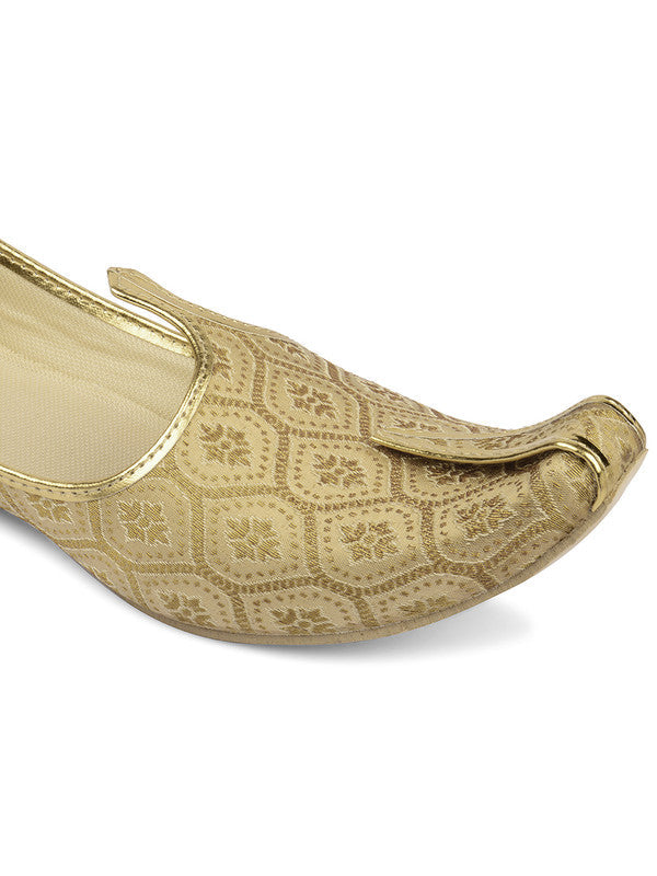 Men's Indian Ethnic Party Wear Golden Footwear - Saras The Label
