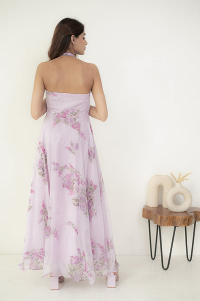Women's Purple Floral Printed Maxi Dress by Saras The Label ( 1 Pc Set )