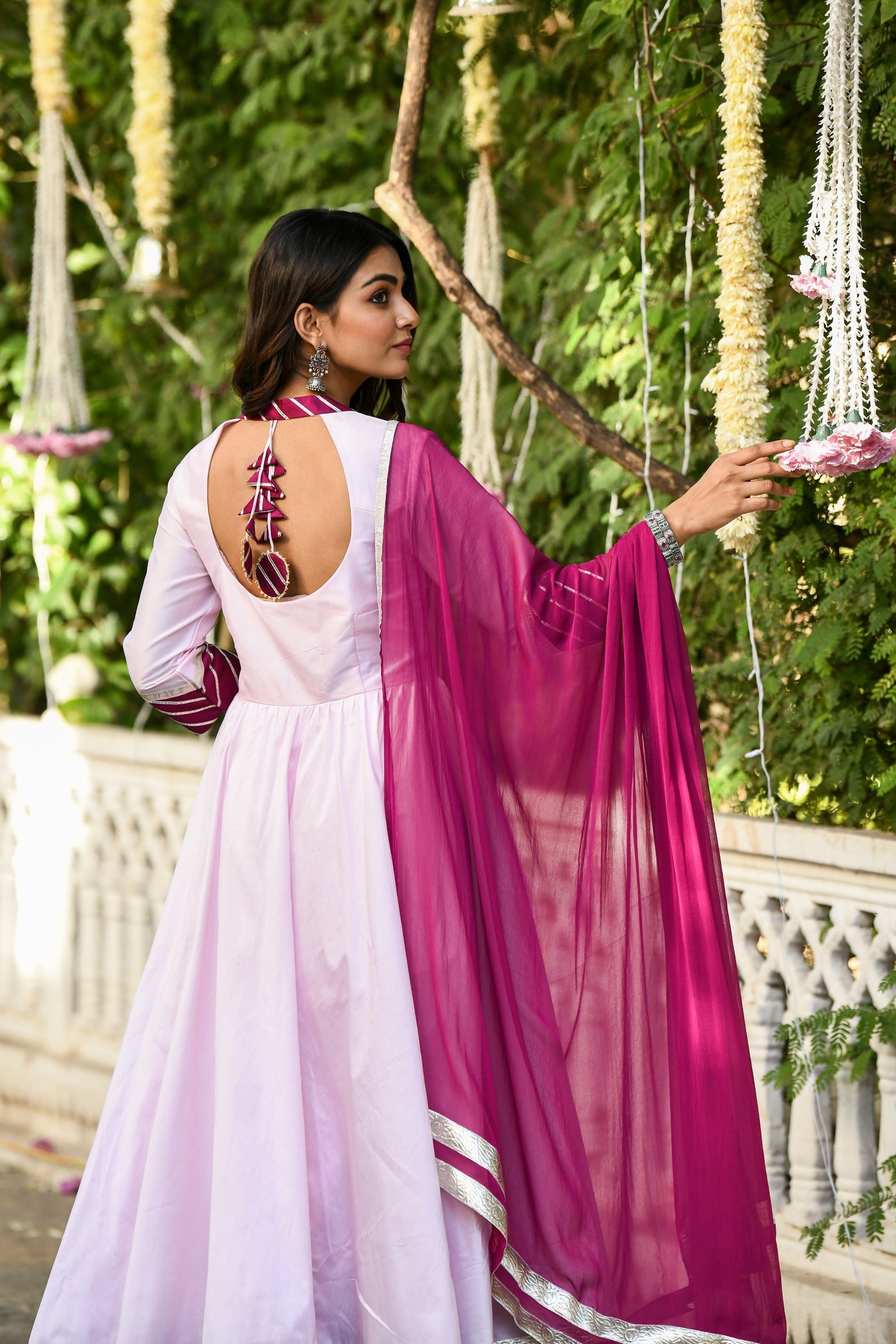Pink Anarkali Gown With Dupatta - (2Pcs) By SARAS THE LABEL