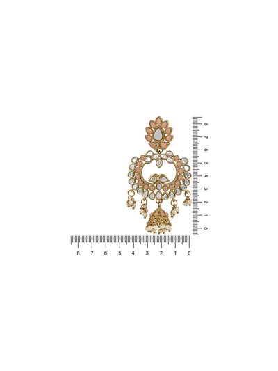 Women's I Jewels 18K Gold Plated Traditional Meenakari Kundan & Stone Studded Chandbali Earrings (E2950Pe) - I Jewels