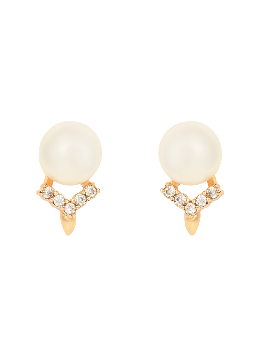 Women's I Jewels Valentine'S Special Rose Gold -Plated & White Contemporary Studs Earrings (E2973) - I Jewels