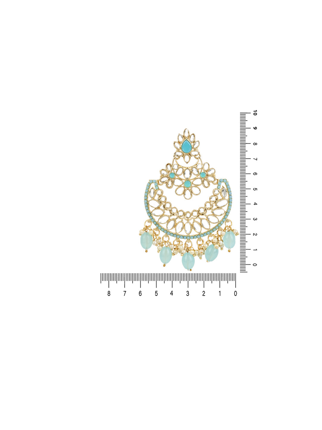 Women's 18K Gold Plated Traditional Handcrafted Pearl Kundan Beaded Chandbali Earrings (E3030Sb) - I Jewels