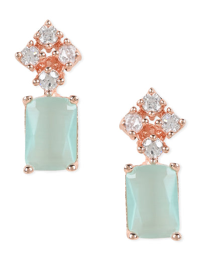 Women's Valentine'S Special 18K Rose Gold Plated Mint Cz & American Diamond Beautiful Studs Earrings (E3069Min) - I Jewels