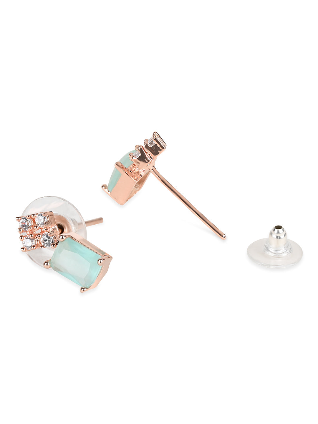 Women's Valentine'S Special 18K Rose Gold Plated Mint Cz & American Diamond Beautiful Studs Earrings (E3069Min) - I Jewels