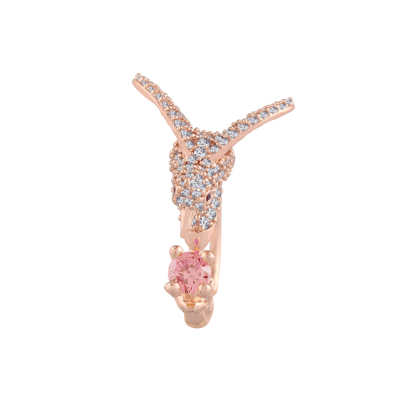 Women's Rose Gold Crystal AD Sparkling  Birds Finger Ring - I Jewels