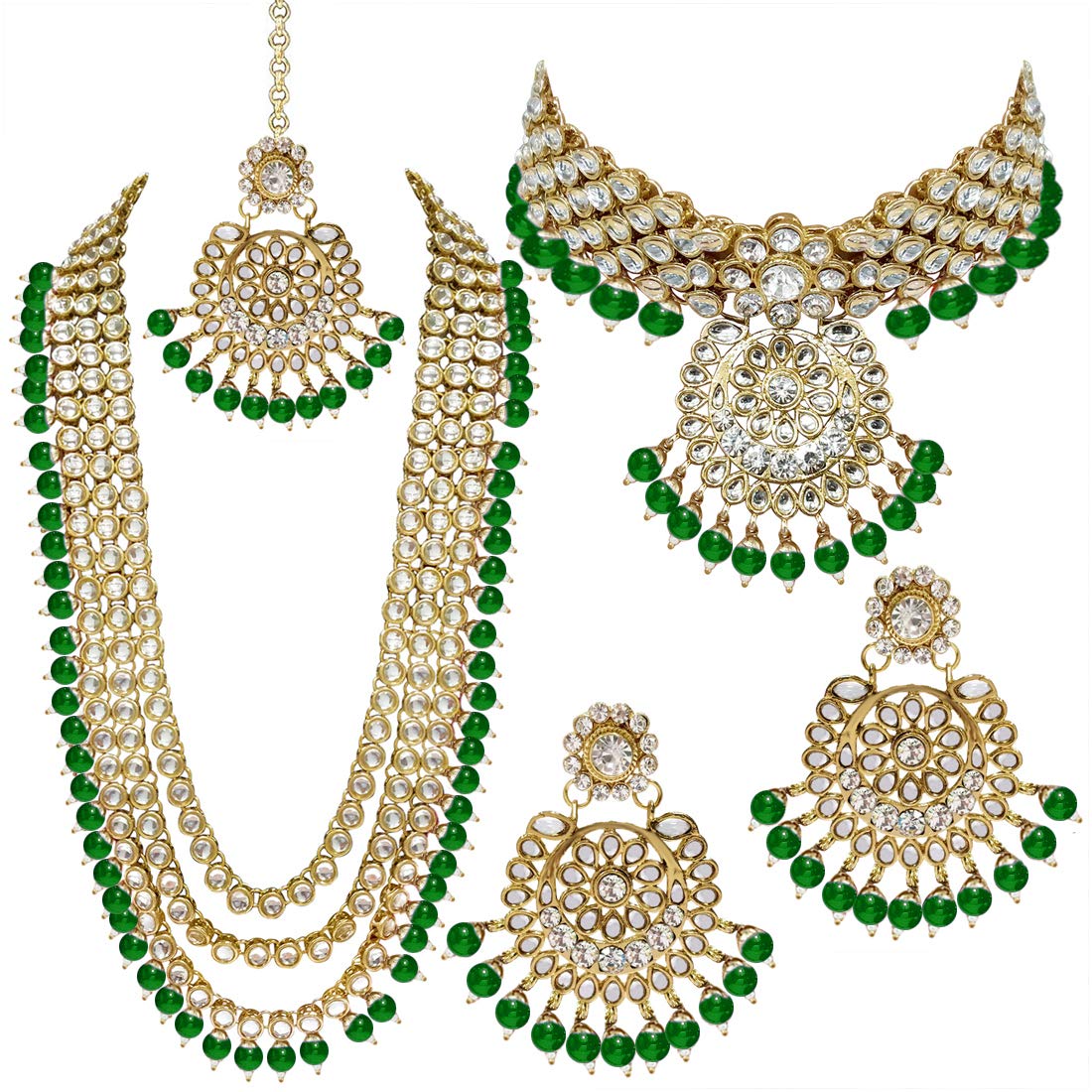 Women's Traditional Gold Plated Kundan Pearl Bridal Necklace Set for Women - I Jewels