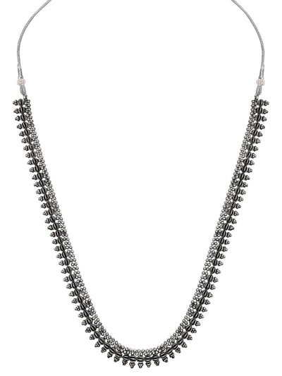 Women's 18K Silver Oxidised Traditional Style Necklace With Choker & Earrin - I Jewels