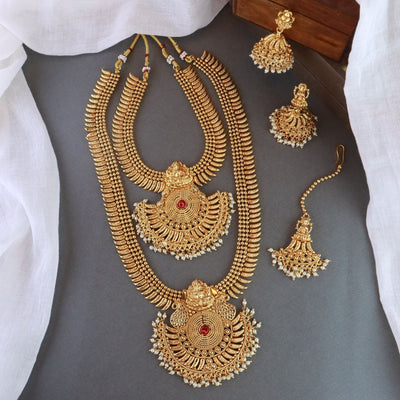 Women's 18K Gold Plated Traditional Style Choker Necklace Jewellery Set  - I Jewels