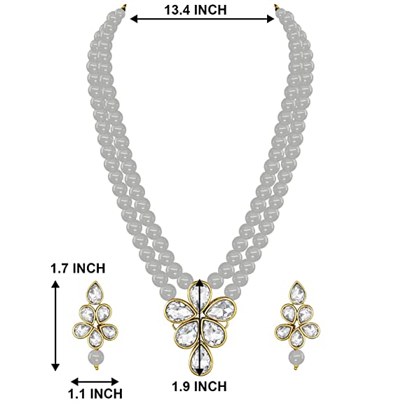 Women's 18k Gold Plated Traditional Kundan & Pearl Studded Necklace Jewellery Set ML3 - I Jewels