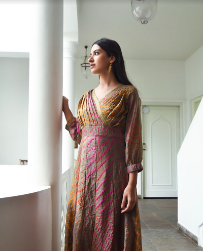 Bandhani Silk Dress (1Pc) By SARAS THE LABEL