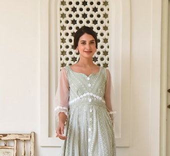 Pastel Green Dress (1Pc) By SARAS THE LABEL